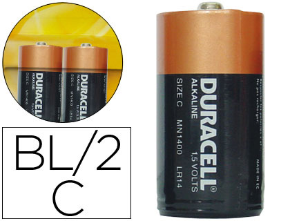 2 pilas alcalinas Duracell Plus tipo C LR14